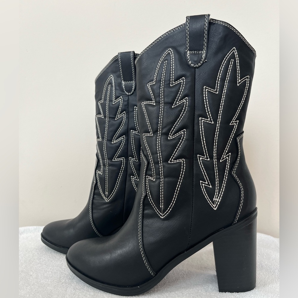 MIA COWBOY BOOTS BLACK size 6.5 New Without Tags NWOT SPRING SUMMER FALL WINTER